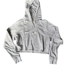 H M Divided Gray Cropped Hoodie Sweatshirt Size S